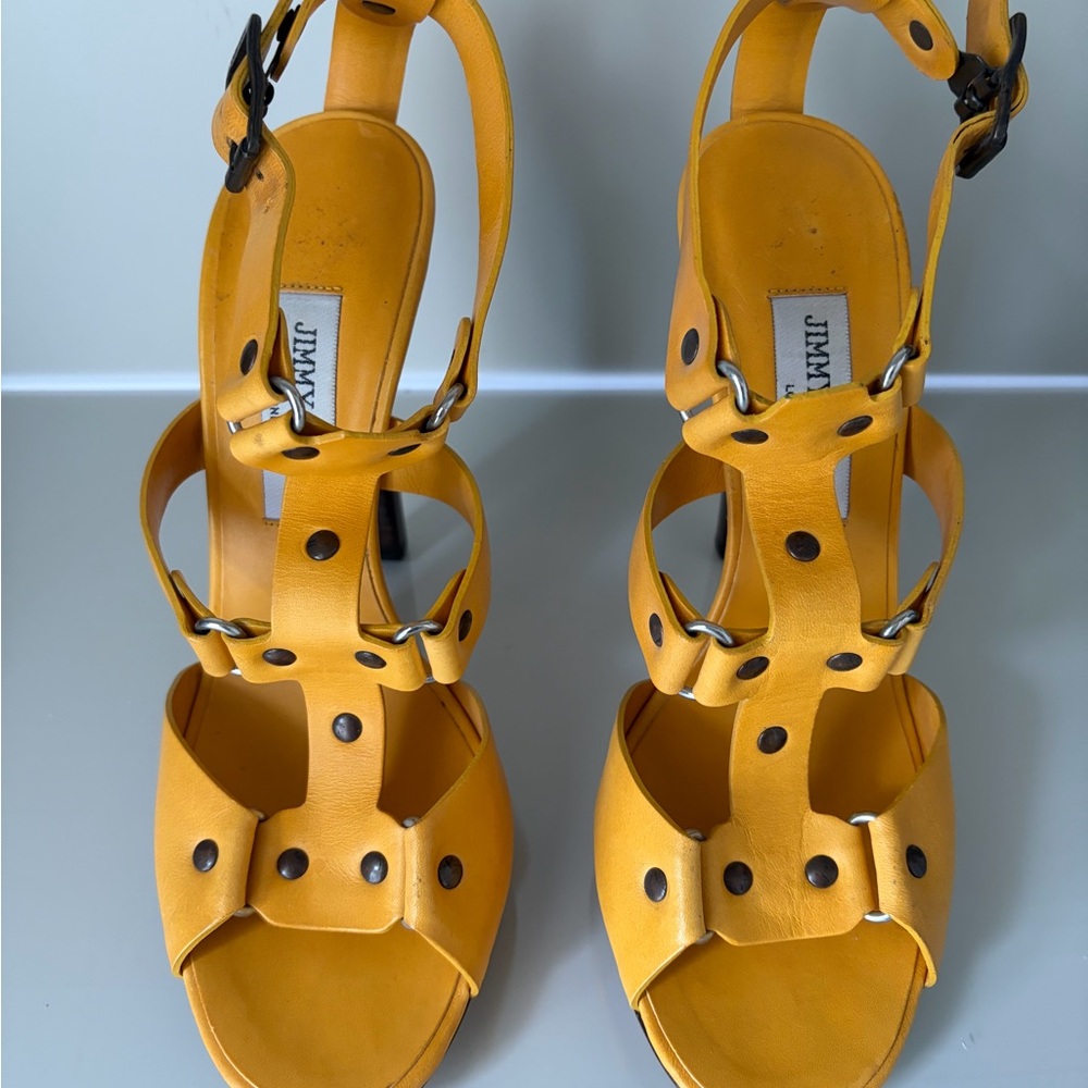 Jimmy Choo Mustard Yellow Strappy Heels